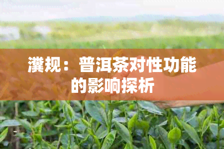 瀵规：普洱茶对性功能的影响探析