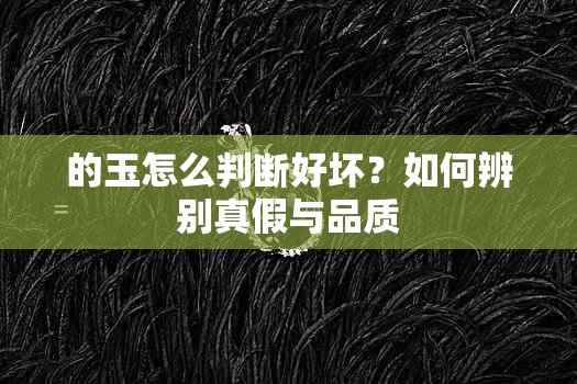 的玉怎么判断好坏?如何辨别真假与品质