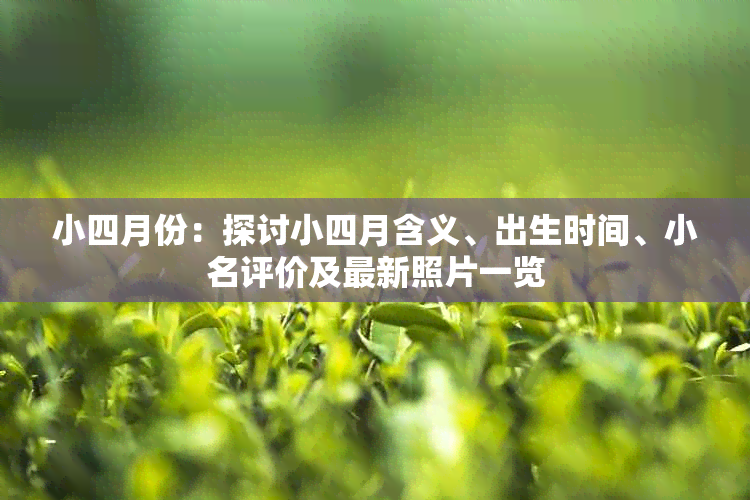 小四月份：探讨小四月含义、出生时间、小名评价及最新照片一览