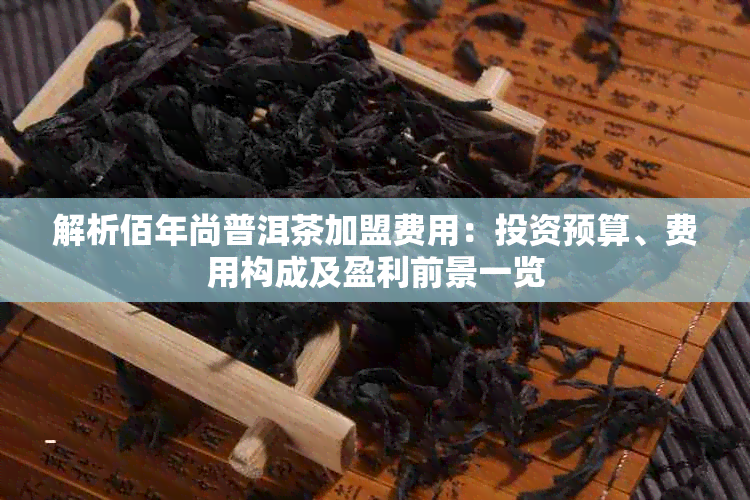 解析佰年尚普洱茶加盟费用：投资预算、费用构成及盈利前景一览