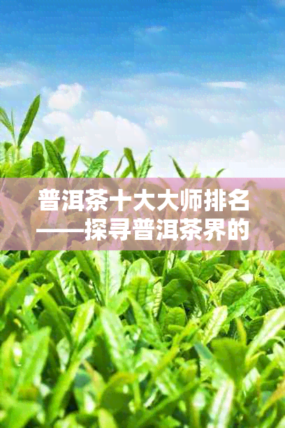 普洱茶十大大师排名——探寻普洱茶界的人物与张顺
